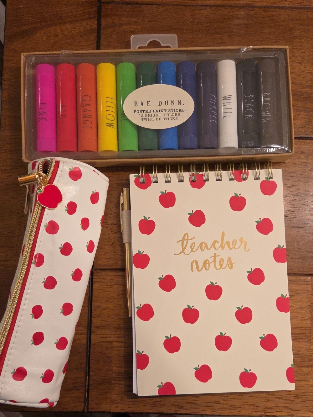 🍎Teacher Notes Apple Spiral Notebook with Apple Print Pencil Case- 🍎NWT